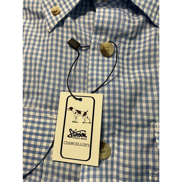 Chancellors Men's Fishing Shirt Light Blue Gingham Short Sleeve Button-Down Pock - Picture 8 of 11